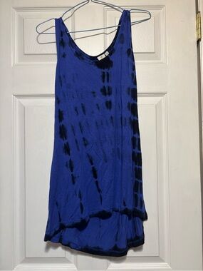 Blue Tie-Dye Scoop Neck Tank Top